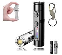 Qosigote Mini - The Ultimate Everyday Micro Tool, Mini Rechargeable Led Flashlight, Magnetic Pocket Keychain Flashlight with Hat Clip,Waterproof, 9 Light Modes, 3 Brightness for Camping (Black)