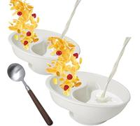 Qosigote No Soggy Cereal Bowl, Cereal Bowl Separate Milk, Never Soggy Cereal Bowl, Reusable Snack and Dip Bowls for Snack Milk Topping Yogurt & Berries Fries Ketchup (2pcs-c)