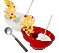 Qosigote No Soggy Cereal Bowl, Cereal Bowl Separate Milk, Never Soggy Cereal Bowl, Reusable Snack and Dip Bowls for Snack Milk Topping Yogurt & Berries Fries Ketchup (2pcs-b)