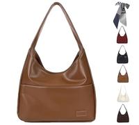 Qosigote Ooomay The Maya Bag, Ooomay Maya Handbags, Large Capacity Shoulder Bags Women, Soft Vegan Leather College Tote Bag, Faux Leather Slouch Bags (dark brown)