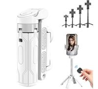 Qosigote Pocketflex Mini Tripod, Mini Tripod, Tripod JJ02 Pocketflex, Mini Selfie Stick Tripod With Remote One-Touch Push Button Switch, 360° Flexible Rotation Foldable Phone Tripod Stan (White)