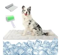 Qosigote Tempbalance Mat, Pet Ice Mat Summer Dog Cat Cool Pad Mattress Heatstroke Prevention Cooling Pet Cold And Warm Dual Purpose Pad, Dog Cooling Mat, Easy To Wash, Foldable (Grey,M/91 * 58cm)