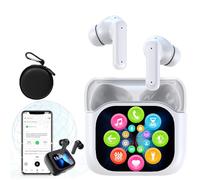 Qosneoun AI Translation Earbuds Real Time, Translation Earbud, AI-Powered Real-Time Translator, Bluetooth V5.4 Open-Ear Design, HD Call & Music for Travel and Learning (White)