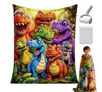 Qosneoun Cute Smiling Dinosaurs HD Digital Print Flannel, Soft Funny Throw Blanket, Warm And Comfortable Dinosaur Blanket, Plusieurs Tailles, Nap Blankets for Couch Bed Sofa Travel (S(70 x 100 cm))