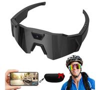 Qosneoun Glasses 4K Baseball Sunglasses with Camera, Baseball & Outdoor Activity Recording Glasses, Smart Recording Sunglasses for Men and Women (Black-A)