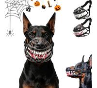 Qosneoun Hell Hound Monster Muzzle, Dog Halloween Costumes, Natural Latex Dog Muzzle with Scary Beast Teeth Funny Terror Face Mask for Halloween Party Cosplay (Bloody Teeth,L)