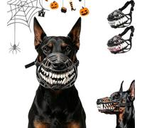 Qosneoun Hell Hound Monster Muzzle, Dog Halloween Costumes, Natural Latex Dog Muzzle with Scary Beast Teeth Funny Terror Face Mask for Halloween Party Cosplay (Clean Teeth,S)
