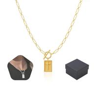 Qosneoun Huenaut Cross Necklace, The Dainty Nail Cross Necklace, Cross Pendant Paperclip Chain Necklace, Dainty Charm Necklace Fashion Simple Jewelry Gift (Gold)