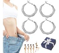Qosneoun Lymphatic Activity Hoop Earrings, Lymphatic Drainage Hoop Earrings, Lymphvity MagneTherapy Germanium Earrings, Acupuncture Earrings, Acupoints Earrings (2 Pair+Silver)