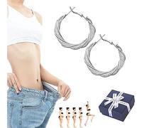 Qosneoun Lymphatic Activity Hoop Earrings, Lymphatic Drainage Hoop Earrings, Lymphvity MagneTherapy Germanium Earrings, Acupuncture Earrings, Acupoints Earrings (1 Pair+Silver)