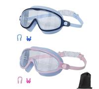 Qosneoun My Cool Summer Goggles Swimming, Goggles with Ear Plugs, No Leaking Swim Glasses for Adult, Kids, HD Large Frame Waterproof Anti-Fog Swimming Goggles (Combination-I, Children)