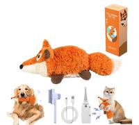 Qosneoun The Mellow Dog - Calming Crocodile, Crocodile Squeaky Dog Toys, Stress Relief, Machine Washable USB Charging, Automatic Dogs Petting Machine Designed to Calm Your Dogs, Cat (Fox)