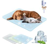 Qosneoun The Ultimate Cooling Pet Mat, Cooling Mat for Dogs, Cooling Bed, Discover the Versatile Ice Silk Cooling Mat, Self Cool Dog Sofa, Portable and Washable, Dog Cooling Mat (Blue,L(50 * 60 CM))