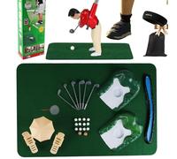 Qosneoun Tiny Golfer Play Kit for Family Fun, Mini Golf Game Set, Funny Tiny Golfer Putting Mat, Indoor Outdoor Educational Family Game Toys, Practice Golfing Man Training Game Gifts (Red)