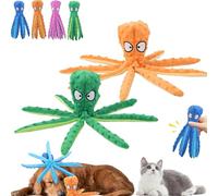 Qosneoun Whiskerspot Octopus Dog Toy, Stuffing Free Octopus Dog Toys, Squeaky Dog Interactive Play Toy with Crinkle Paper for Medium and Large Dogs Playing (2 PCS-E)
