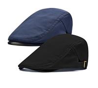 Qossi Newsboy Cap for Men Flat Hats Adjustable Breathable Irish Caps Cabbie Ivy Driving Hunting Sport Golf Outdoor, Navy Black, One size