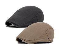 Qossi Newsboy Cap for Men Flat Hats Adjustable Breathable Irish Caps Cabbie Ivy Driving Hunting Sport Golf Outdoor, Grey Khaki, One size