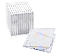QoTang Pack of 12 CD/DVD Cases for Filing 1 CD Transparent Jewel Case Empty Box for Archiving Standard DVD Protective Case