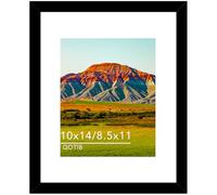 QOTIB 10x14 Picture Frame Black for 30 x 40cm Diamond Art Painting, 10x14 Frame with 8.5x11 Mat for Wall Mounting, Wood 10 by 14 inch 30x40 cm Frame with Shatter-Resistant Plexiglass, Black, 1 Pack