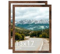 QOTIB 13x17 Picture Frame Deep Brown for Wall Hanging, Wood 13 x 17 Frame Photo Frame for Wall Horizontally or Vertically, Deep Brown, 2 Pack