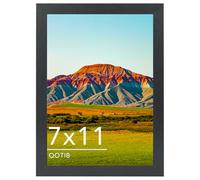 QOTIB 7x11 Picture Frame Black for Wall Mounting or Tabletop, Wood 7 x 11 Frame Photo Frame for Wall Hanging Horizontally or Vertically, Black, 1 Pack