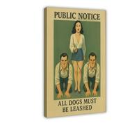 QOTOPGPG All Dogs Must Be Leashed - Feminist Gouache Style Canvas Poster Bedroom Decor Landscape Office Room Decor Gift 16x24inch(40x60cm)