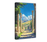 QOTOPGPG Ancient Jerash Ruins, Jordanian Historical Art Canvas Poster Bedroom Decor Landscape Office Room Decor Gift 08x12inch(20x30cm)