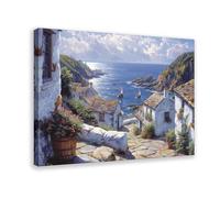 QOTOPGPG Charming Polperro Cornwall, Colorful Harbor Village Painting Canvas Poster Bedroom Decor Landscape Office Room Decor Gift 20x30inch(50x75cm)