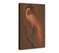 QOTOPGPG Cowboy Crane Art Print_ Quirky Western Animal Artwork Canvas Poster Bedroom Decor Landscape Office Room Decor Gift 12x18inch(30x45cm)