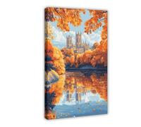 QOTOPGPG Durham Cathedral And River Wear Scene Canvas Poster Wall Art Decor Print Picture Paintings for Living Room Bedroom Decoration 24x36inch(60x90cm)