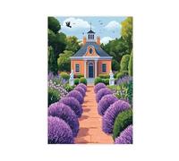 QOTOPGPG Dutch Pavilion with Lavender Fields And Garden Statues Canvas Poster Wall Art Decor Print Picture Paintings for Living Room Bedroom Decoration 24x36inch(60x90cm)