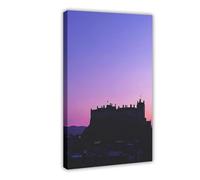 QOTOPGPG Edinburgh Castle Silhouette Art Print Canvas Poster Bedroom Decor Landscape Office Room Decor Gift 08x12inch(20x30cm)