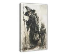 QOTOPGPG Enchanted Baba Yaga - Vibrant Witch of The Woods Artwork Canvas Poster Bedroom Decor Landscape Office Room Decor Gift 12x18inch(30x45cm)