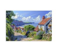QOTOPGPG Enchanting Robin Hood's Bay, Coastal Village Painting Canvas Poster Bedroom Decor Landscape Office Room Decor Gift 24x36inch(60x90cm)