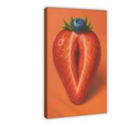 QOTOPGPG Erotic Strawberry Surrealist Poster_ Body Positive Lesbian Art Canvas Poster Wall Art Decor Print Picture Paintings for Living Room Bedroom Decoration 24x36inch(60x90cm)