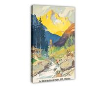 QOTOPGPG Far West National Parks USA Canada Vintage Canvas Poster Bedroom Decor Landscape Office Room Decor Gift 08x12inch(20x30cm)
