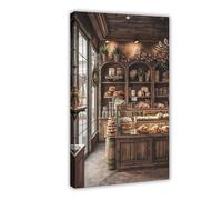 QOTOPGPG French Bakery Vintage Print Canvas Poster Bedroom Decor Landscape Office Room Decor Gift 08x12inch(20x30cm)