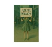 QOTOPGPG Fuck The Patriarchy - Feminist Protest in Retro Green Style Canvas Poster Bedroom Decor Landscape Office Room Decor Gift 12x18inch(30x45cm)