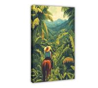 QOTOPGPG Honduran Farmer on Horse Illustration, Tropical Forest Art Print Canvas Poster Wall Art Decor Print Picture Paintings for Living Room Bedroom Decoration 08x12inch(20x30cm)