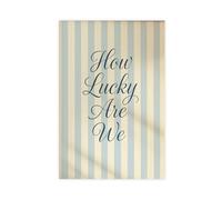 QOTOPGPG How Lucky Are We Print_ Retro Blue Stripes (2) Canvas Poster Wall Art Decor Print Picture Paintings for Living Room Bedroom Decoration 12x18inch(30x45cm)