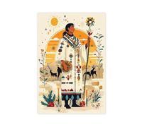 QOTOPGPG Huichol Shaman Illustration, Mexican Indigenous Ritual Canvas Poster Bedroom Decor Landscape Office Room Decor Gift 20x30inch(50x75cm)