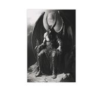 QOTOPGPG Lucifer Throne Art Print, Dark Gothic Demon Illustration Canvas Poster Bedroom Decor Landscape Office Room Decor Gift 12x18inch(30x45cm)
