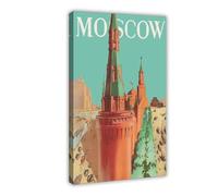QOTOPGPG Moscow Russia Vintage Travel Canvas Poster Bedroom Decor Landscape Office Room Decor Gift 16x24inch(40x60cm)