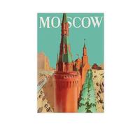 QOTOPGPG Moscow Russia Vintage Travel Canvas Poster Bedroom Decor Landscape Office Room Decor Gift 16x24inch(40x60cm)