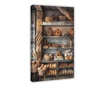 QOTOPGPG Parisian French Bakery Print, Elegant Wall Art Canvas Poster Wall Art Decor Print Picture Paintings for Living Room Bedroom Decoration 08x12inch(20x30cm)