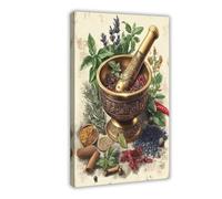 QOTOPGPG Persian Brass Mortar And Pestle with Calligraphy Canvas Poster Wall Art Decor Print Picture Paintings for Living Room Bedroom Decoration 24x36inch(60x90cm)