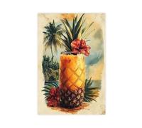 QOTOPGPG Piña Colada Art Print, Pineapple with Canvas Poster Bedroom Decor Landscape Office Room Decor Gift 24x36inch(60x90cm)