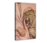 QOTOPGPG Pink Leopard Wall Art, Preppy Cheetah Canvas Poster Wall Art Decor Print Picture Paintings for Living Room Bedroom Decoration 08x12inch(20x30cm)