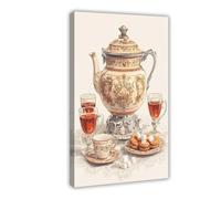 QOTOPGPG Russian Samovar Illustration Canvas Poster Wall Art Decor Print Picture Paintings for Living Room Bedroom Decoration 08x12inch(20x30cm)