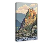 QOTOPGPG Saint Etienne France Vintage Travel Canvas Poster Wall Art Decor Print Picture Paintings for Living Room Bedroom Decoration 12x18inch(30x45cm)